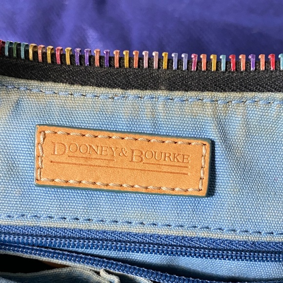 Dooney & Bourke Y2K small vintage Black Hobo Bag with Multicolor Logo - Picture 7 of 12